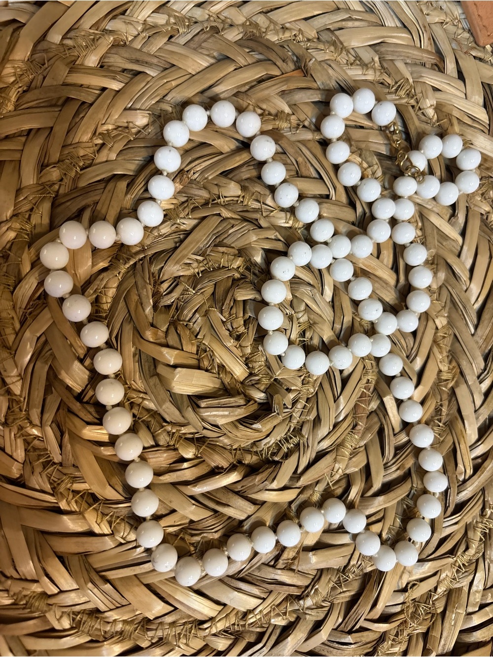 Classic White Beaded Necklace and Bracelet Set
